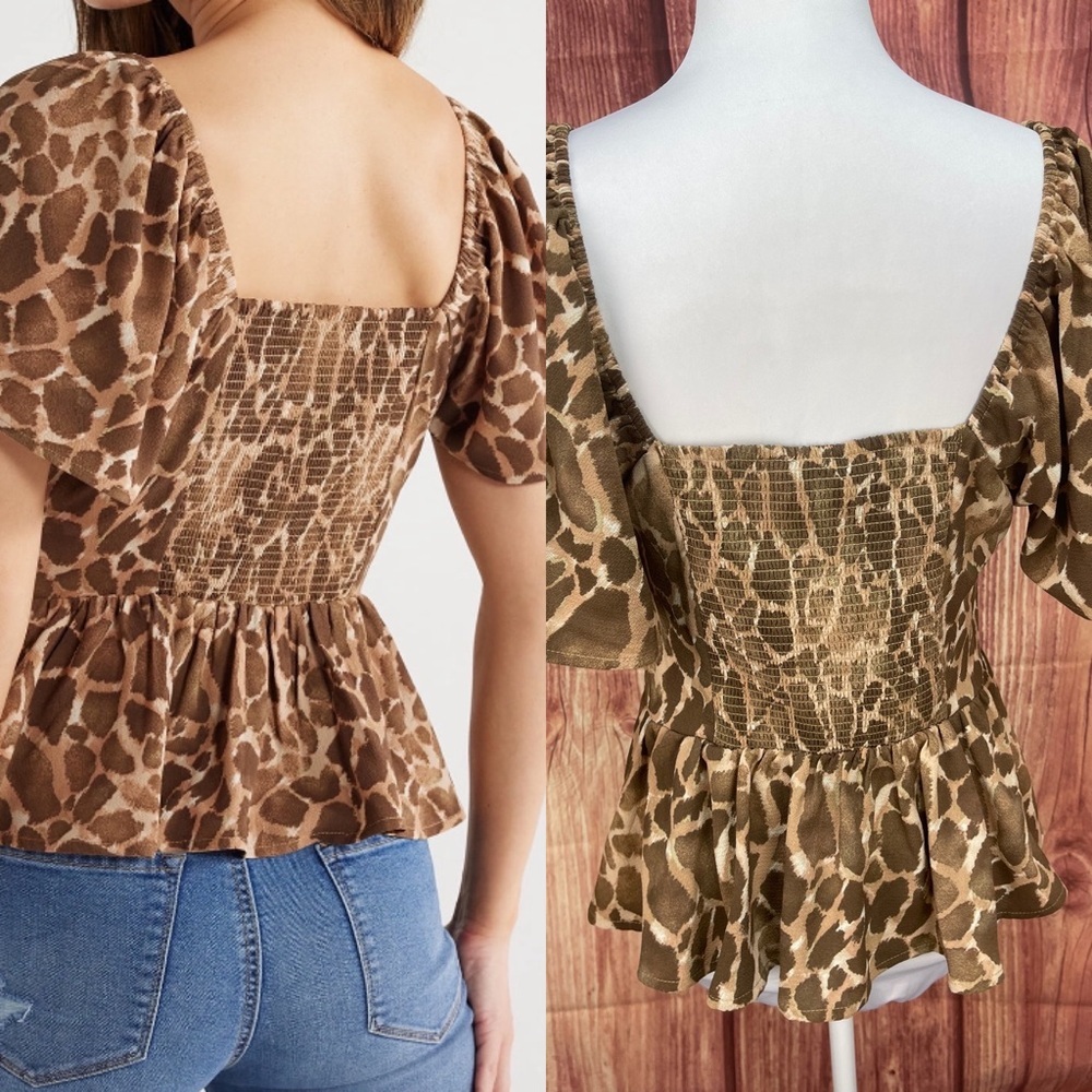 Sofia Jeans by Sofia Vergara V-neck flutter sleeve top animal print size M - Picture 7 of 15